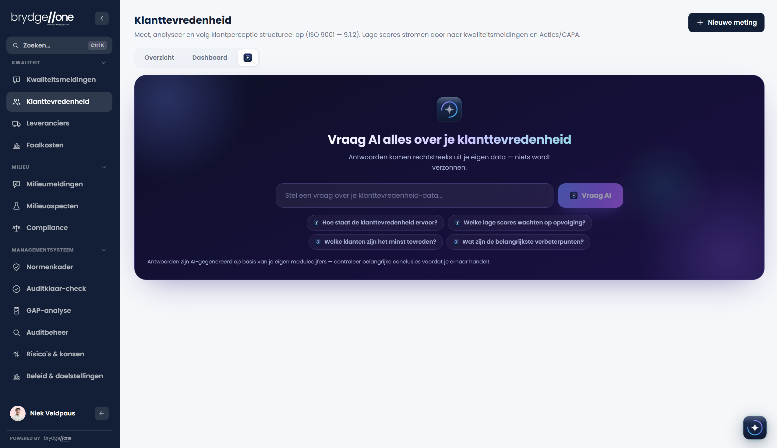 AI copiloot bij klanttevredenheid in BrydgeOne